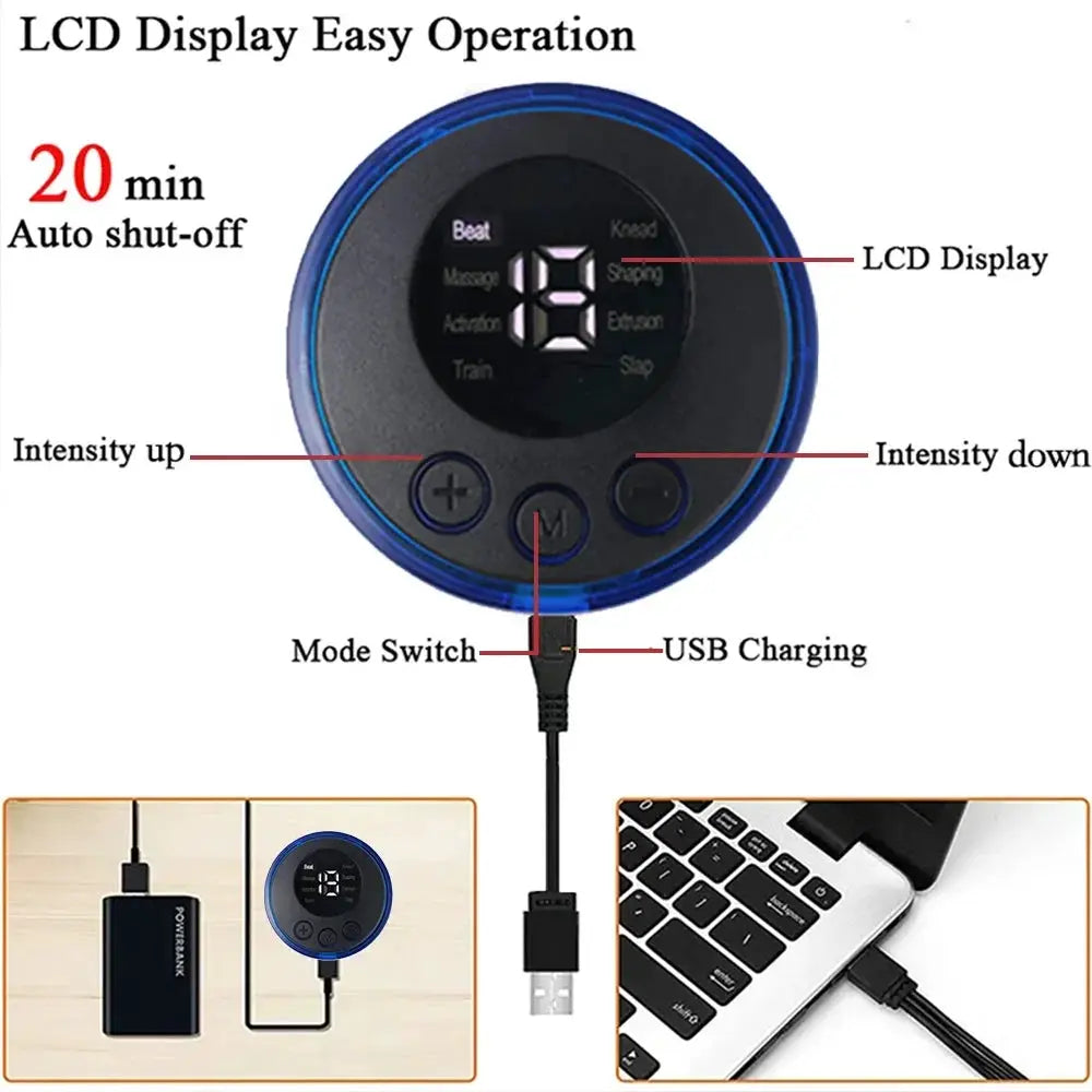 EMS Muscle Stimulator | USB Rechargeable | Wireless Operation | Abdominal Pads
