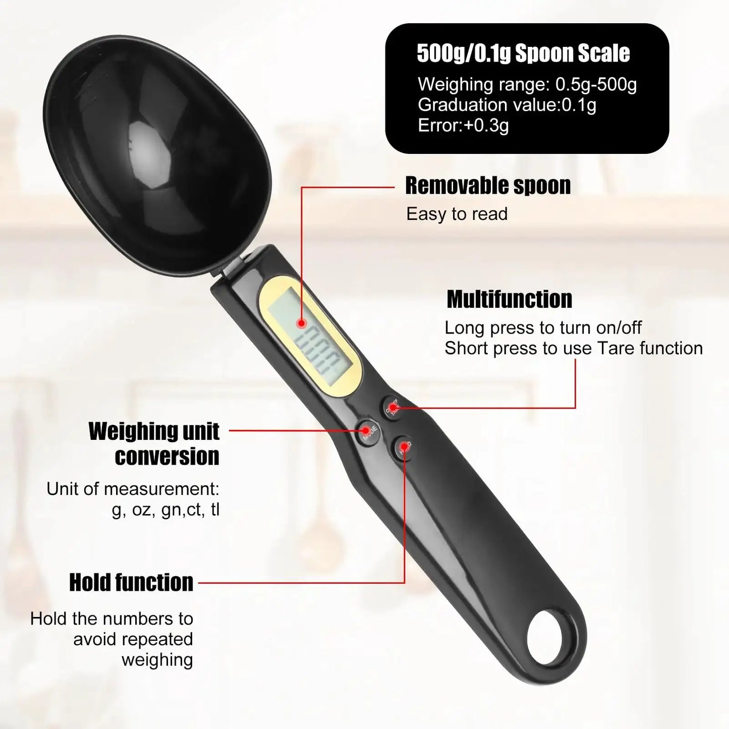 Electronic Kitchen Scale 500g 0.1g LCD Digital Measuring Food Flour Digital Spoon Scale Mini Kitchen Tool for Milk Coffee Scale from PriceLows™