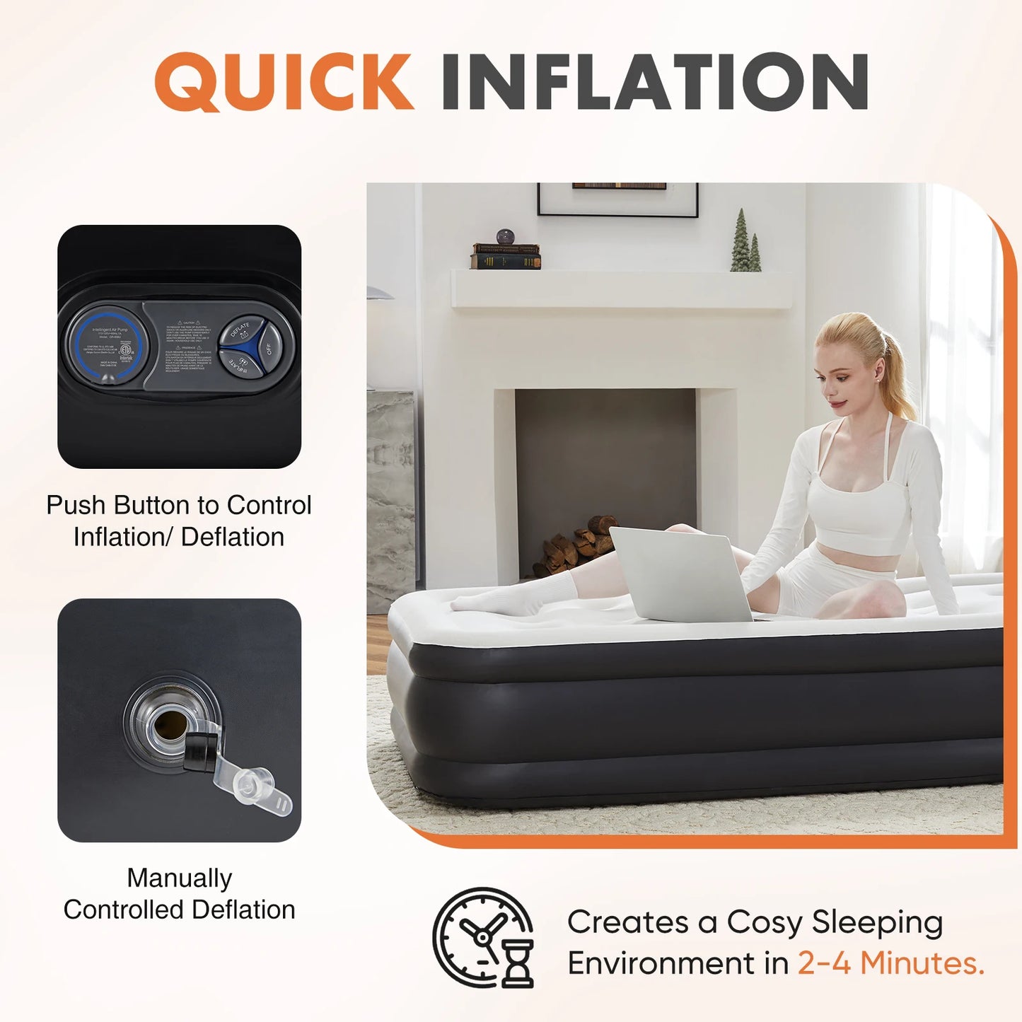 Air Mattress | 18 Inch Tall | Built In Pump | 660 Lbs Capacity