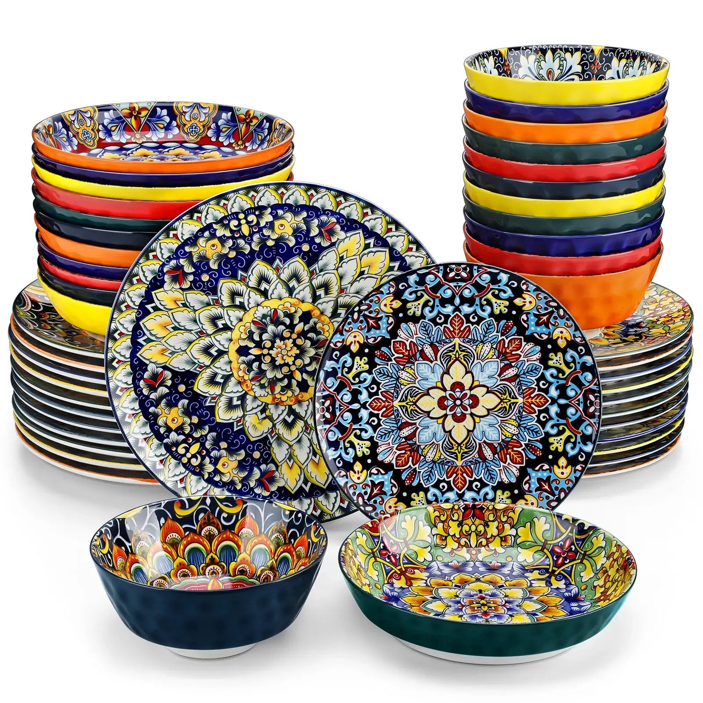 vancasso 12/16/18/24 Piece Ceramic Dinnerware Set Stoneware Bohemian Style with Dinner/Dessert Plate/Cereal/Pasta Bowl For 6 from PriceLows™