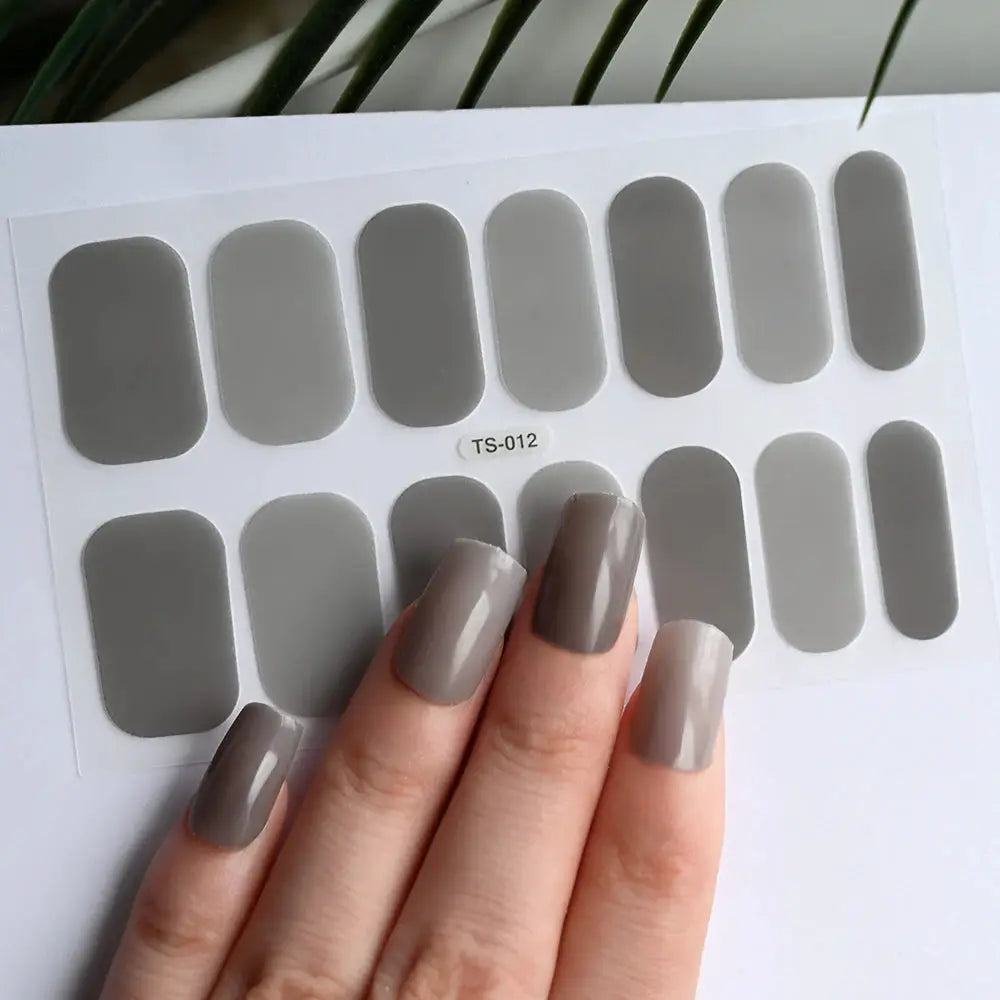 1Pcs Semi-Cured UV Gel Nail Sticker Pure Color Full Cover Waterproof Long-lasting Nail Strips 16Tips DIY Nail Polish Stickers *& from PriceLows™