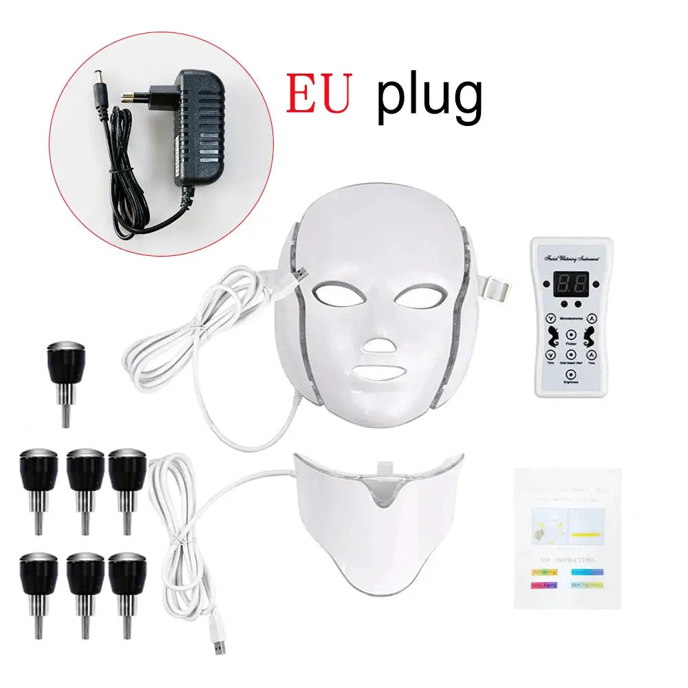 LED Facial Mask 7 Colors Balance Skin Tone Minimize Pores Brighten Skin Anti-Acne Face Neck Mask Reduce Neck Wrinkles LED Mask from PriceLows™