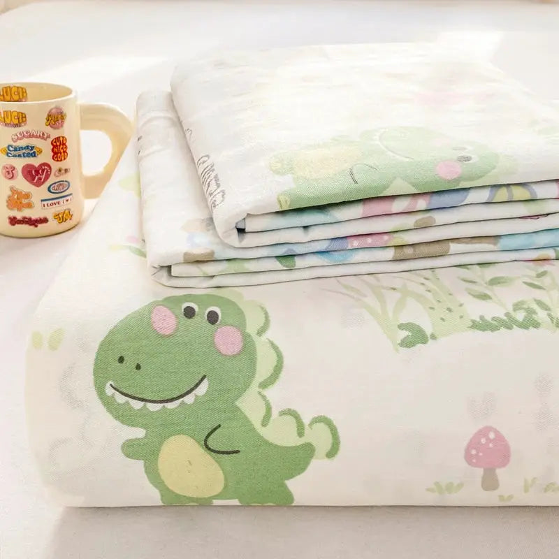 All Season Comfort 100% Cotton Flat Sheet , Soft Breathable Cute Cartoon Print Top Sheet, Wrinkle Resistant Fade Resistant from PriceLows™