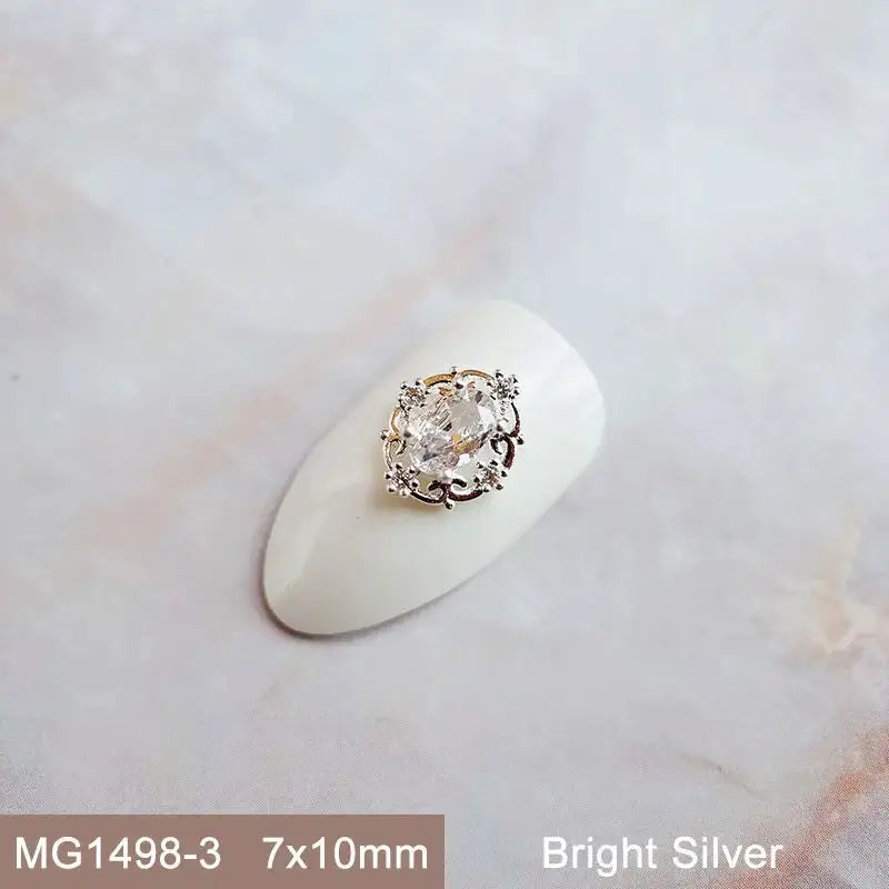 10pcs Pink Black Blue Oval Drop Round Zircon Bright Silver Nails Jewelry Decorations Nail Art Accessories Charms Parts Supplies from PriceLows™