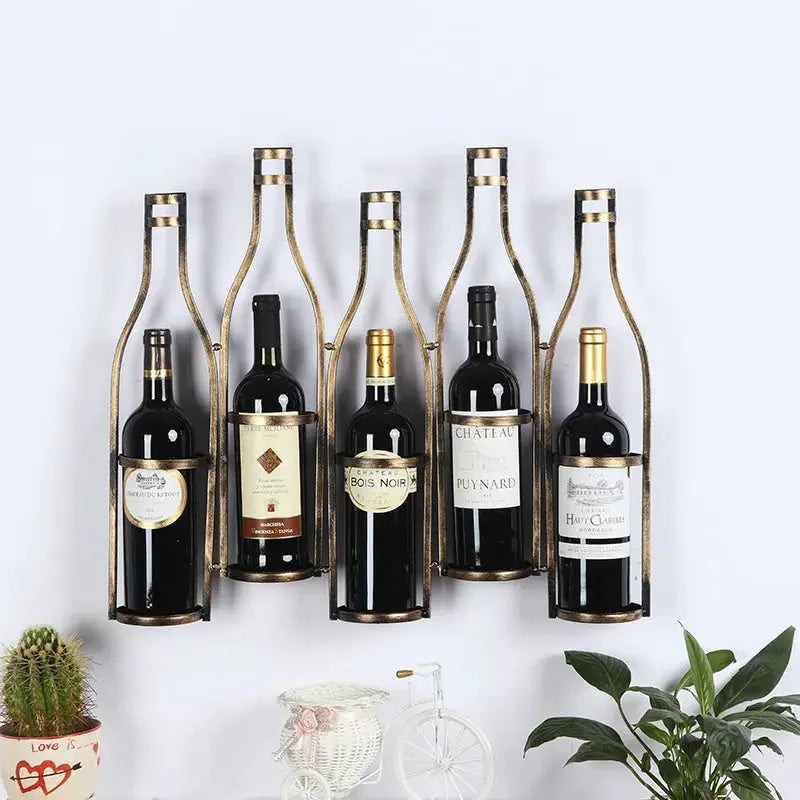 Iron Retro Bar Wine Rack Wall Mounted 5 Bottles Kitchen Wine Bottle Holder Living Room Modern Organizer Holders Bottle Racks from PriceLows™