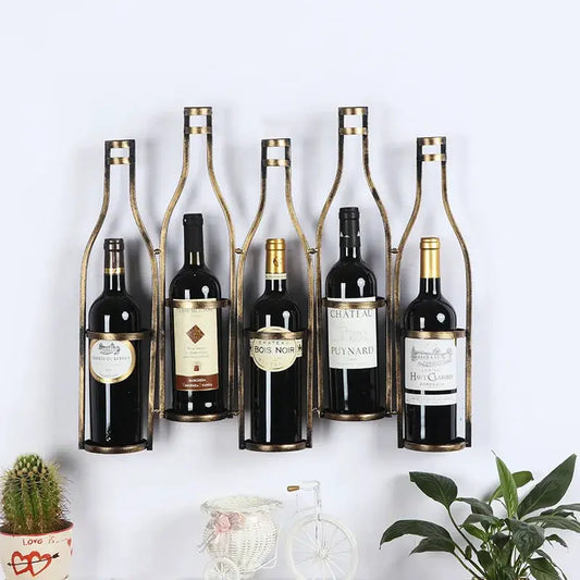 Iron Retro Bar Wine Rack Wall Mounted 5 Bottles Kitchen Wine Bottle Holder Living Room Modern Organizer Holders Bottle Racks from PriceLows™