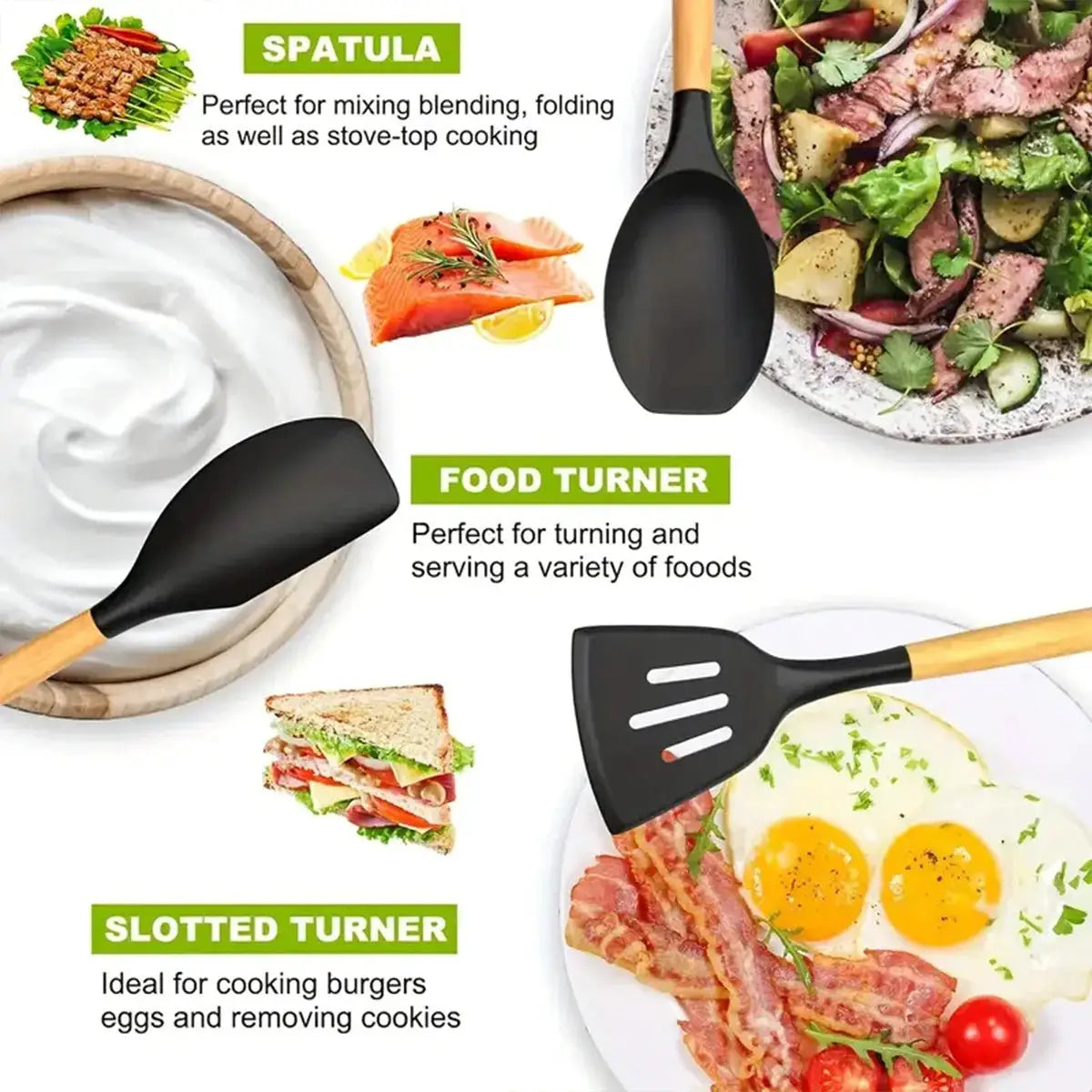 46PCS Silicone Cookware Non-Stick Kitchen Utensils Set Spatula Shovel Egg Beater Grater Peeler Can Opener Hook Cooking Tool Kit from PriceLows™