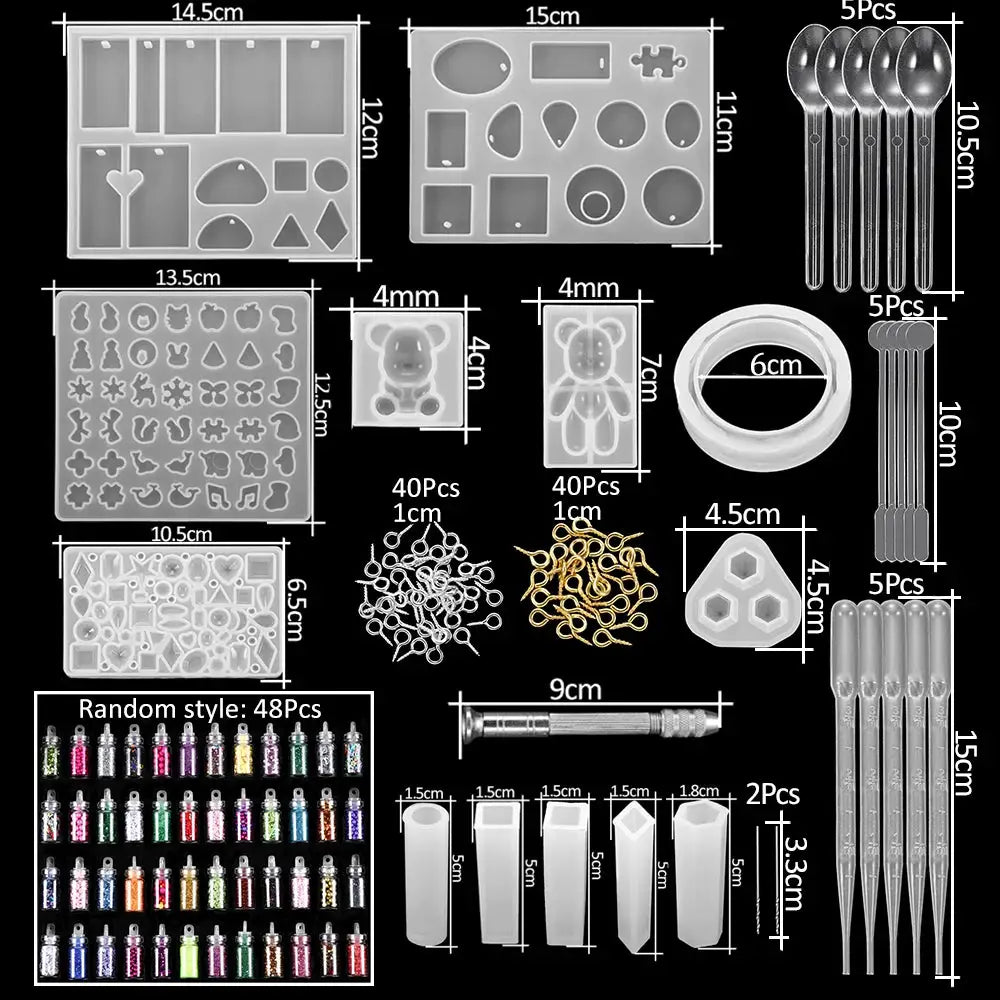Silicone Resin Mold Kit | Jewelry Making Supplies | With Epoxy And Dried Flowers