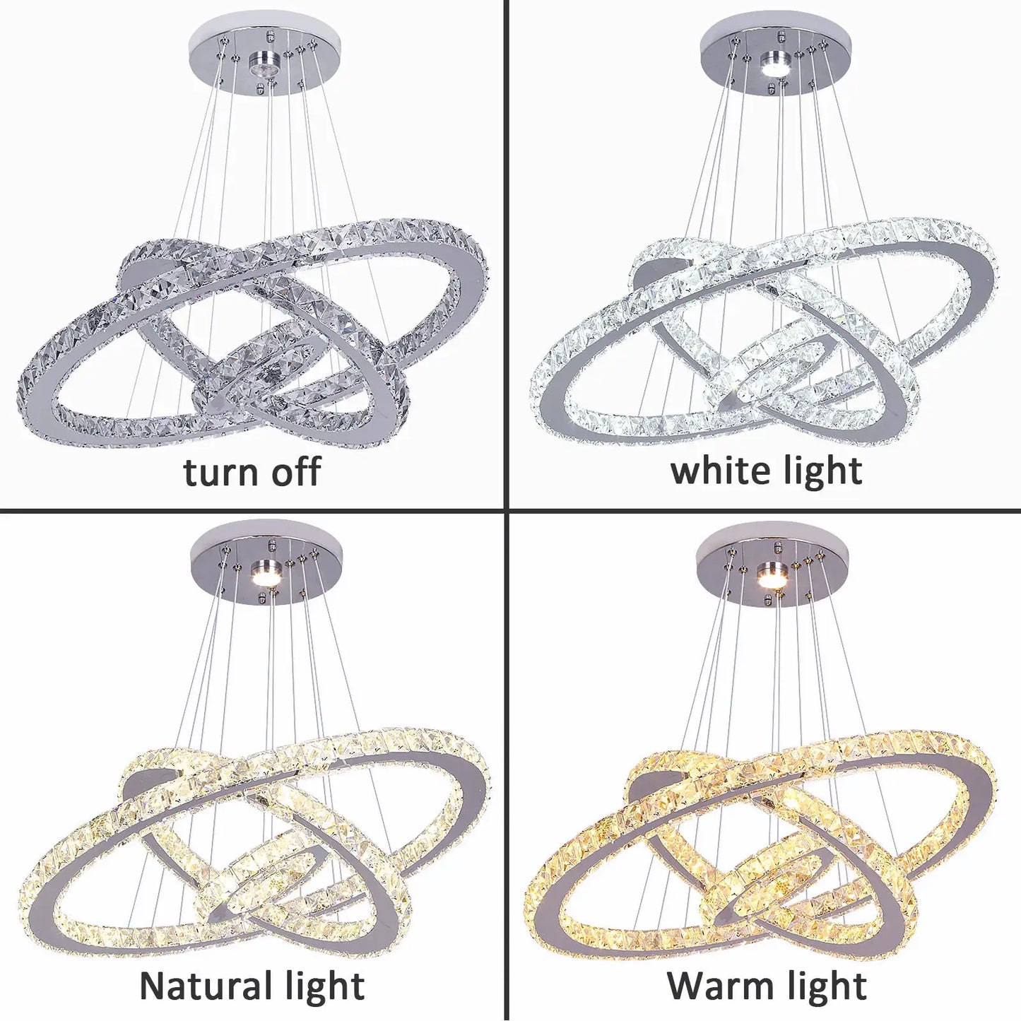 Crystal Ceiling Chandelier 3 Rings Hanging Chandelier In The Living Room Home Decoration Luxury Kitchen Light Led Lighting from PriceLows™