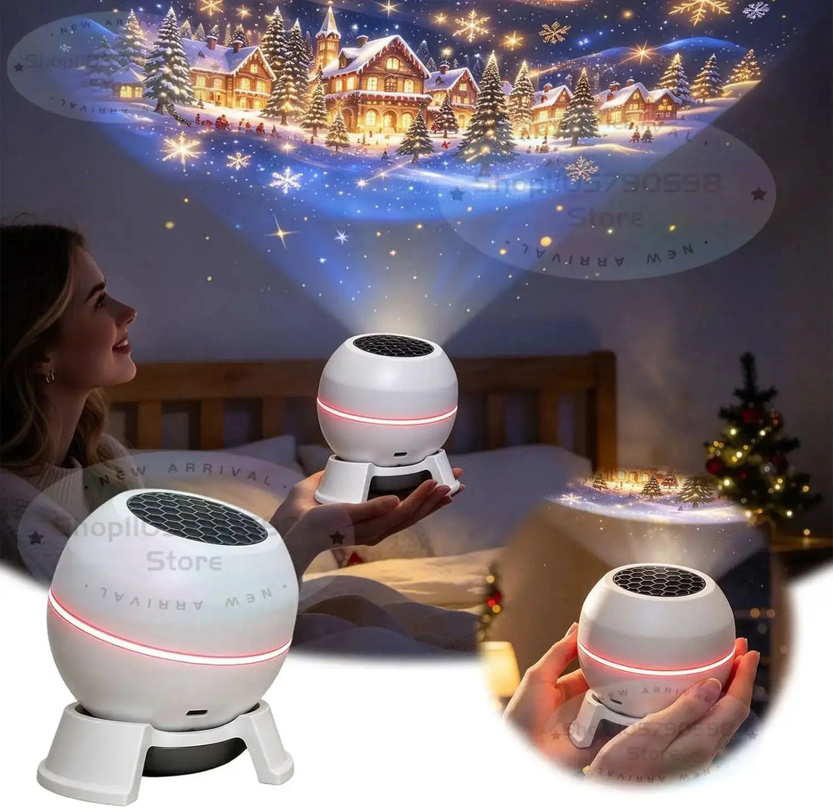 Christmas Projection Night Light | Wall Ceiling Display | Plug In | Holiday
