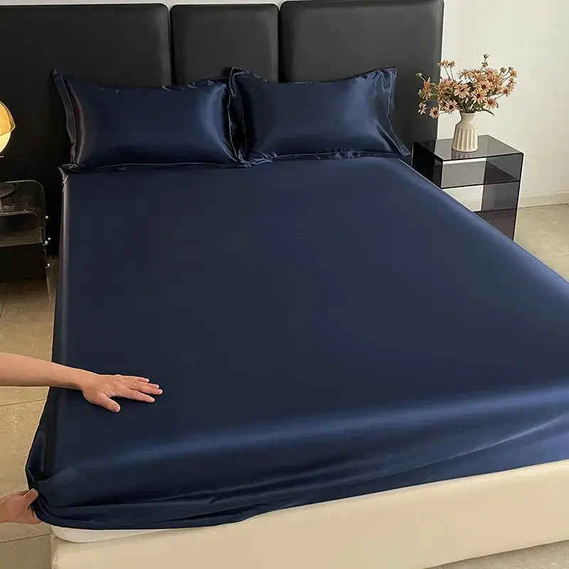 Satin Fitted Sheet | Solid Color | Elastic Band | 140x200 To 180x200 Cm