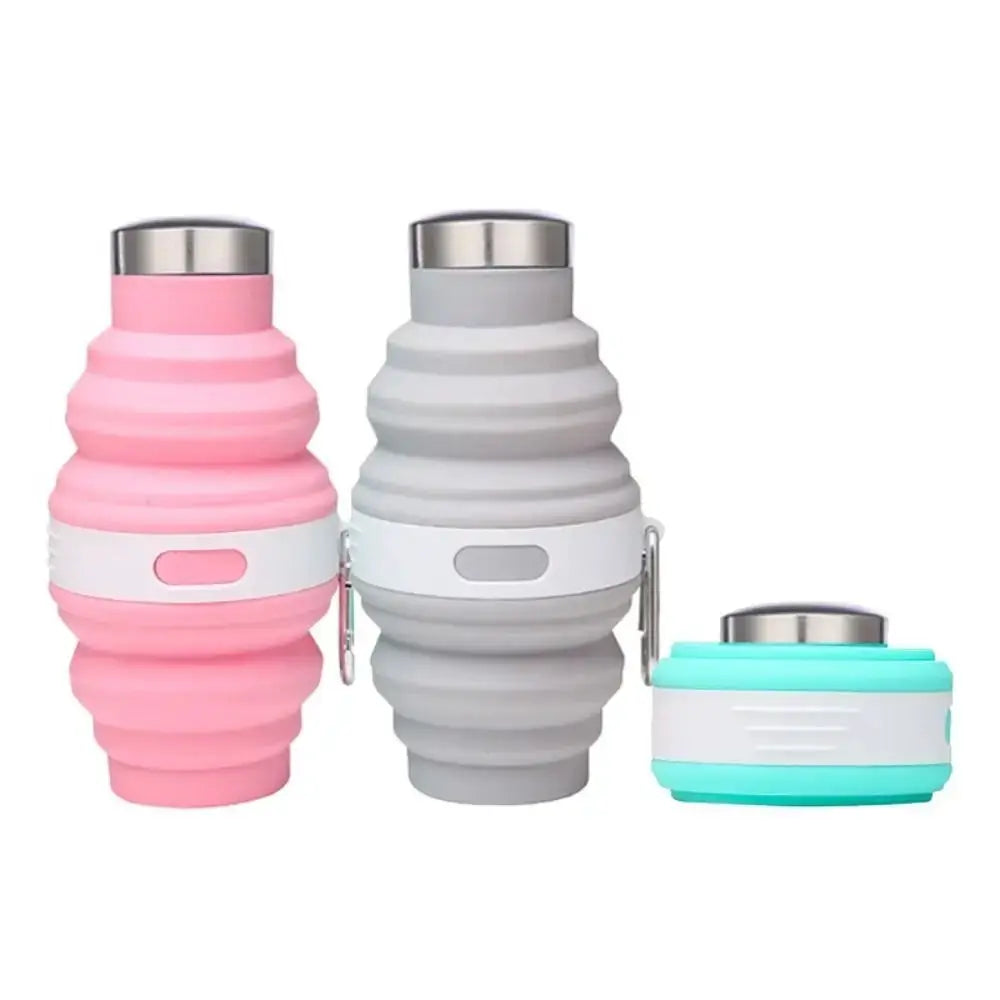 475ml Collapsible Water Bottles Silicone Retractable Hiking Cups with Carabiner Portable Folding Drink Cups for Outdoor from PriceLows™
