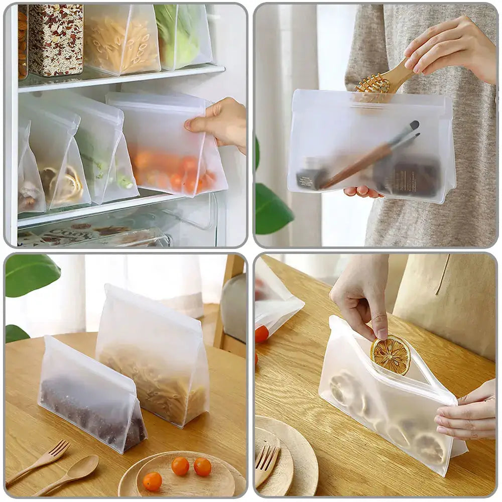 Reusable PEVA Food Bag | Leakproof | Stand Up Design | 15.5x12x5.5cm