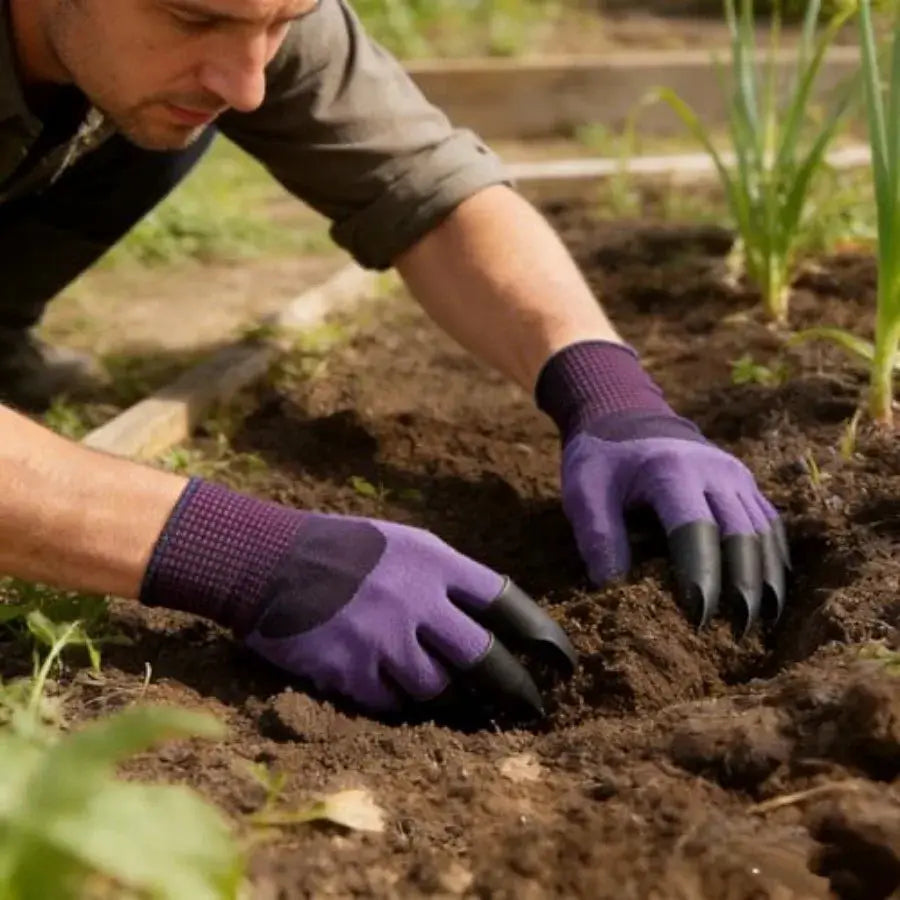 Gardening Gloves with Claw, Planting Waterproof Gardening Gloves for Digging in The Garden, Synthetic Leather, Black, Reinforce from PriceLows™