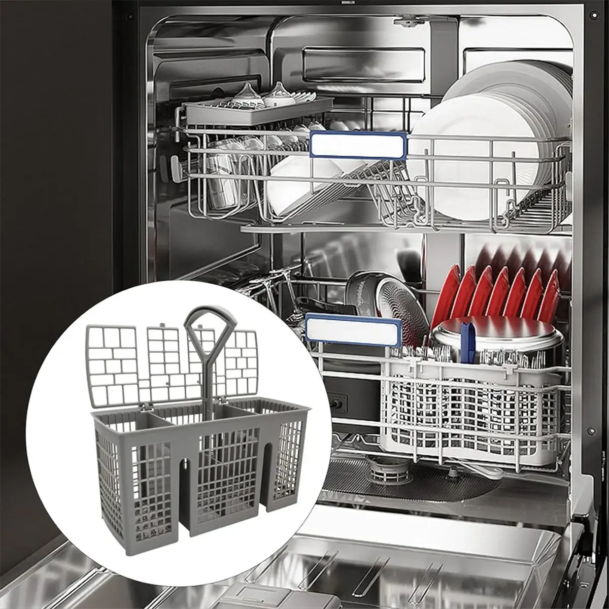 Dishwasher Cutlery Basket | Universal Compatibility With Bosch And Siemens | Removable Handle | One Size