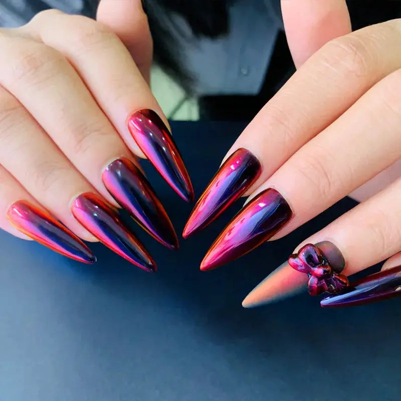 HNDO Red-Black Gradient Colors Nail Mirror Chrome Powder Glitter Chameleon Professional Manicure Pigment Dust TE31 from PriceLows™