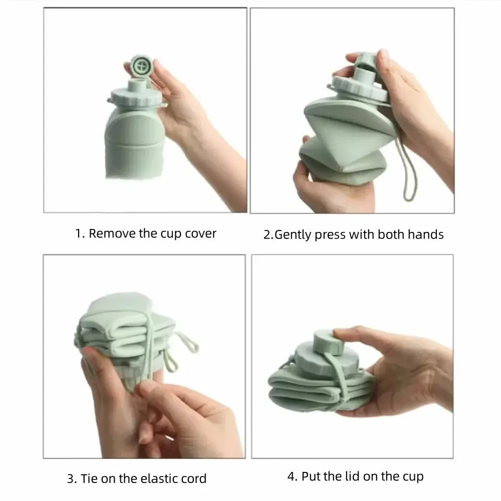 600ML Collapsible Silicone Water Bottle Space Saving Folding Travel Cup Reusable Leakproof Gym Sports Outdoor Camping Drinkware from PriceLows™