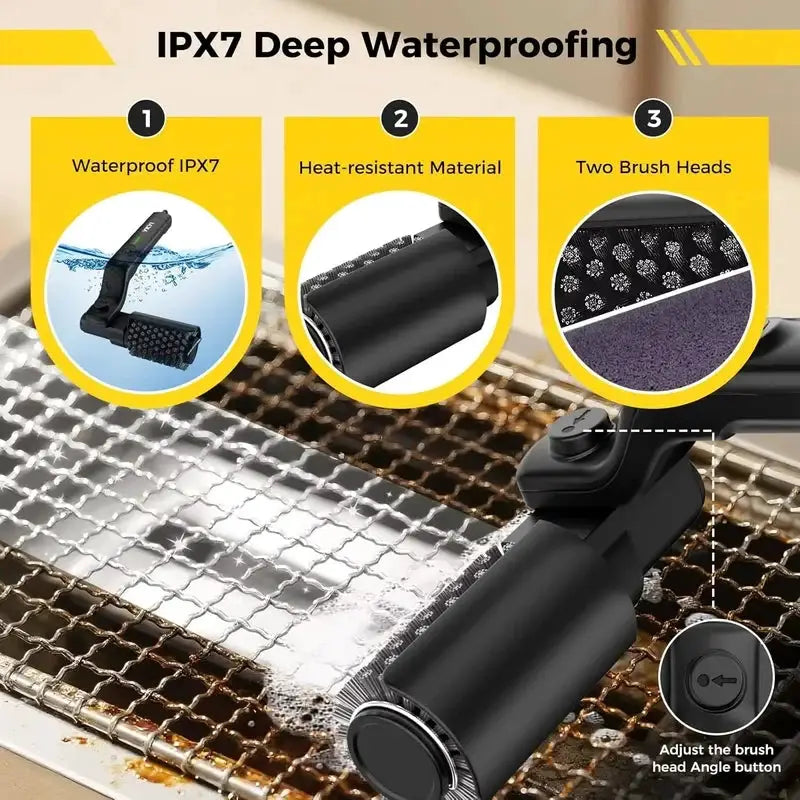 Cordless Electric BBQ Grill Brush | 2600mAh Battery | RPM 300/350/400 | IPX7