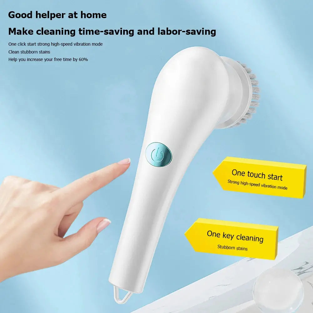 Electric Spin Cleaning Brush | Cordless | 5 Heads | Bathroom Kitchen Tile