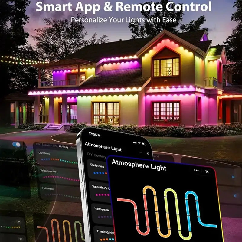 Permanent Outdoor Lights RGB Eaves Lights with Remote APP Control Outdoor Waterproof String Lights for Daily Holiday Roof Decor from PriceLows™