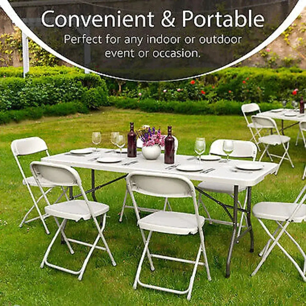 USED 6 Ft Plastic Folding Table - Perfect for Indoor/Outdoor Dining & Parties from PriceLows™