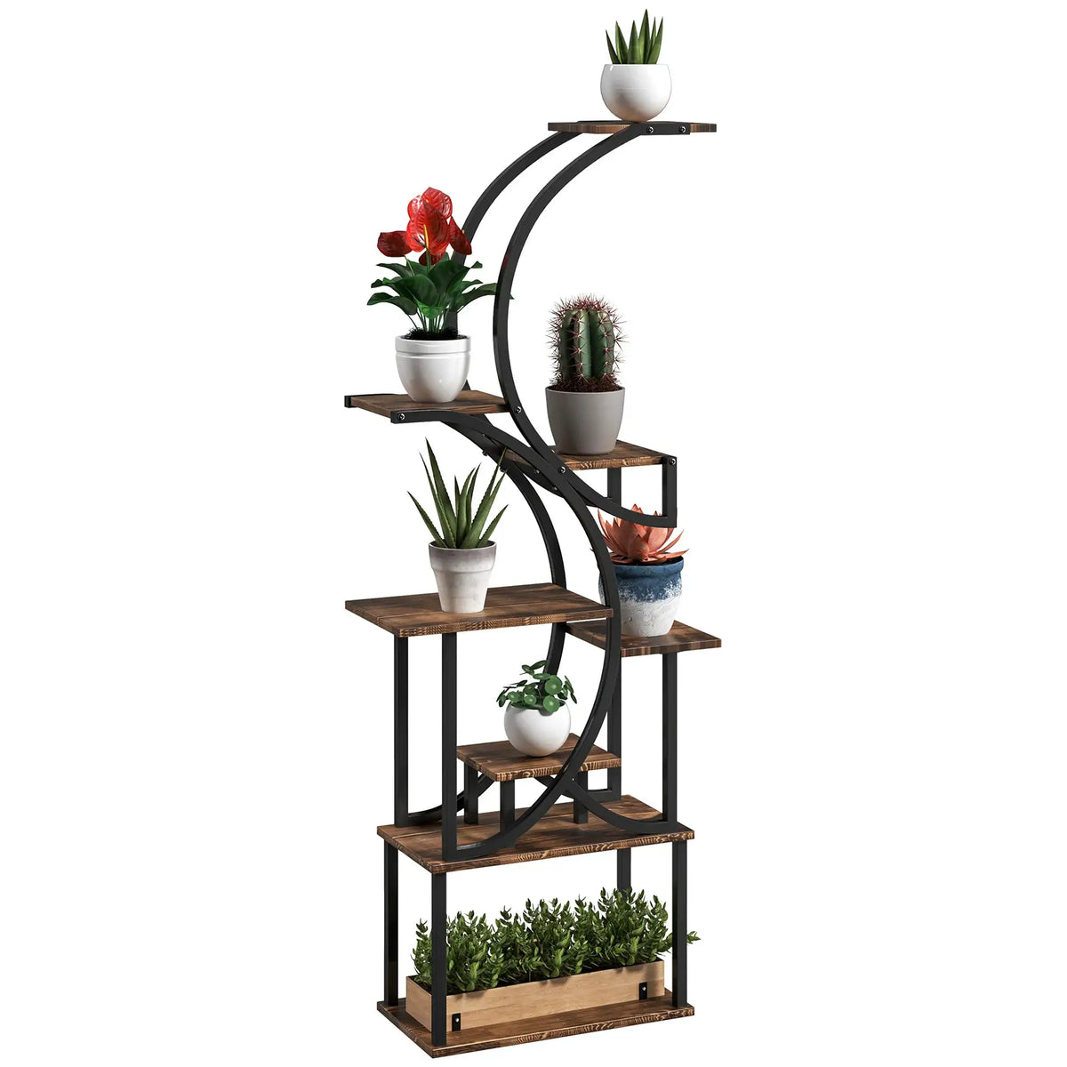 Indoor Plant Stand | 8 Tier S Shaped | Metal Frame | 62 Inch
