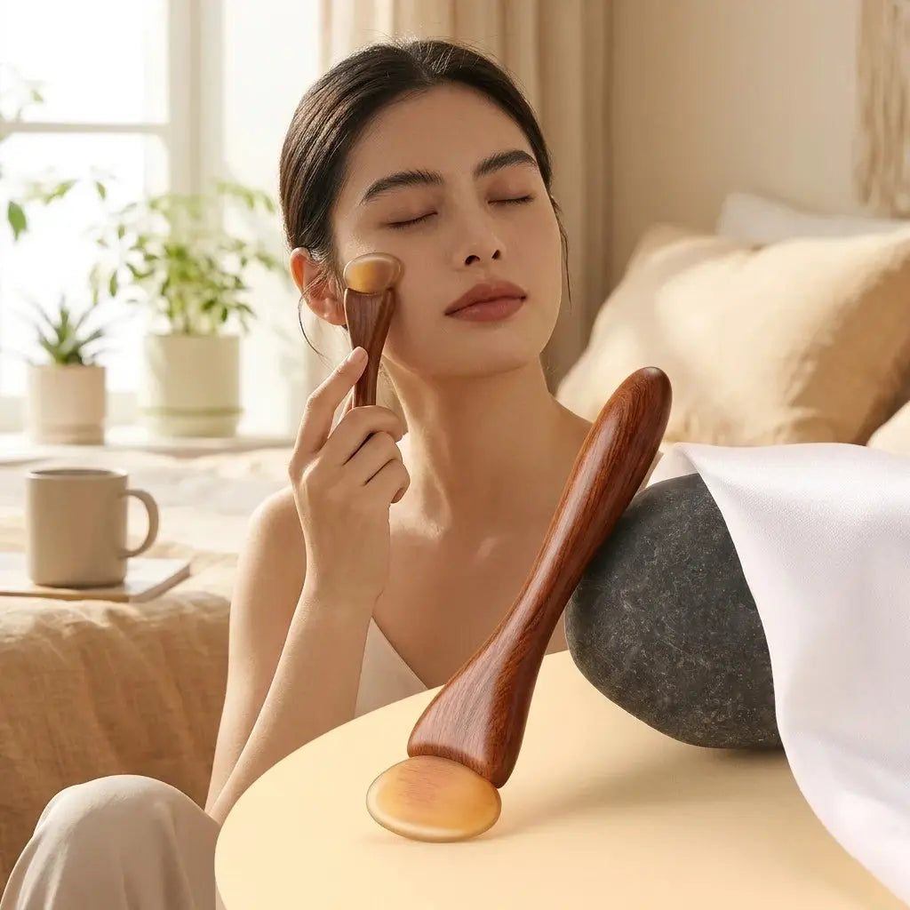 Goat Horn Sandalwood Massager | Meridian Scraping Tool | Natural Material
