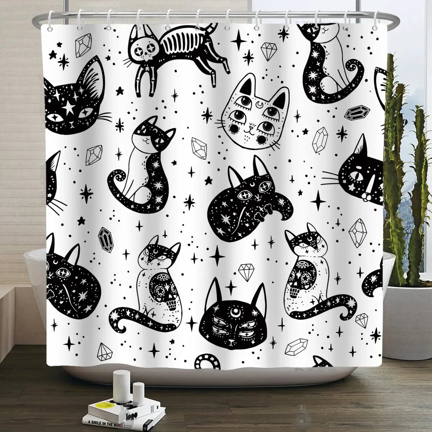 Cartoon Cat Shower Curtain Funny Animal Cute Cat Dog Kids Print Waterproof Bath Bathroom Shower Curtains Decoration with Hooks from PriceLows™