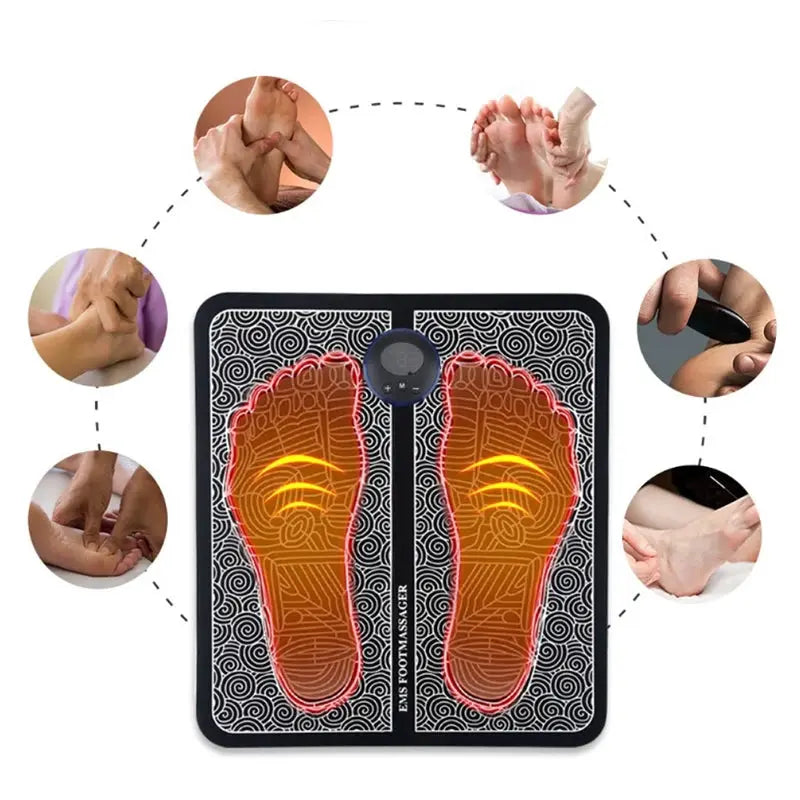 EMS Foot Massager Mat | 8 Modes 19 Levels | Rechargeable USB | Remote Controlled