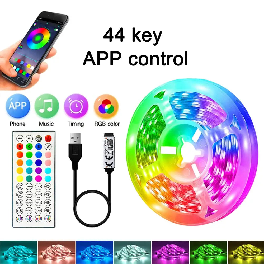 1-40m LED Strip Lights for Room Decoration, APP + 44-Key Remote Music Sync, 5V USB RGB Flexible Tape for TV Backlight from PriceLows™
