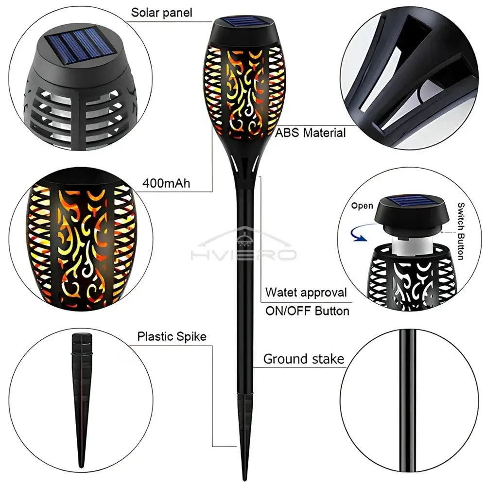 1/2/4/6/8/10PCS 12LED Solar Flame Torch Light Flickering Light Waterproof Torches Decoration Outdoor Lawn Yard Patio Floor Lamp from PriceLows™