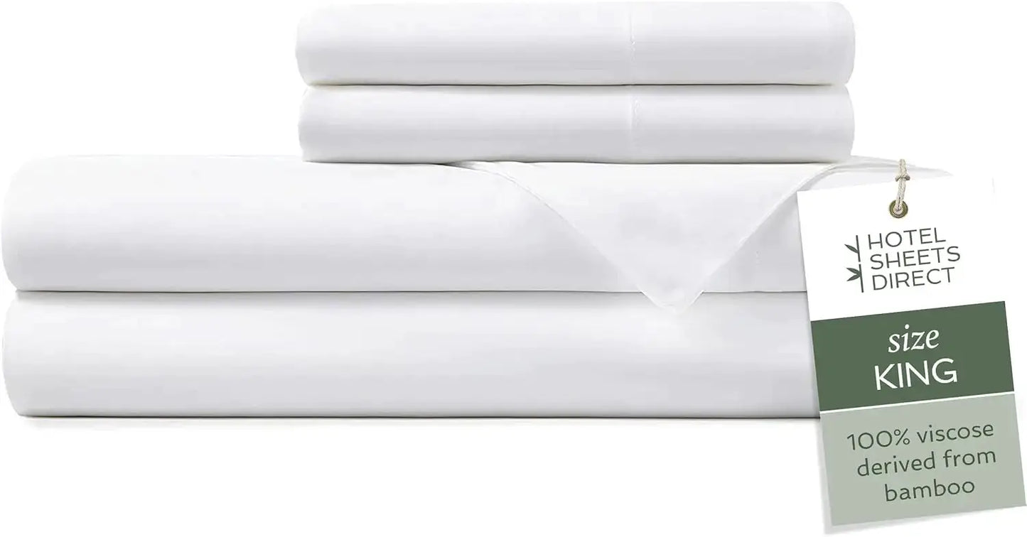 King Size 4 Piece Bamboo Sheet Set with 2 Pillowcases, Cooling Breathable Luxury Bedding, Moisture Wicking Silky Soft Texture from PriceLows™