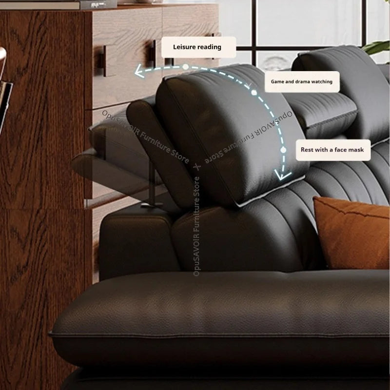 Sofa | Solid Wood Frame | Top Grain Leather | Mid-Century Modern