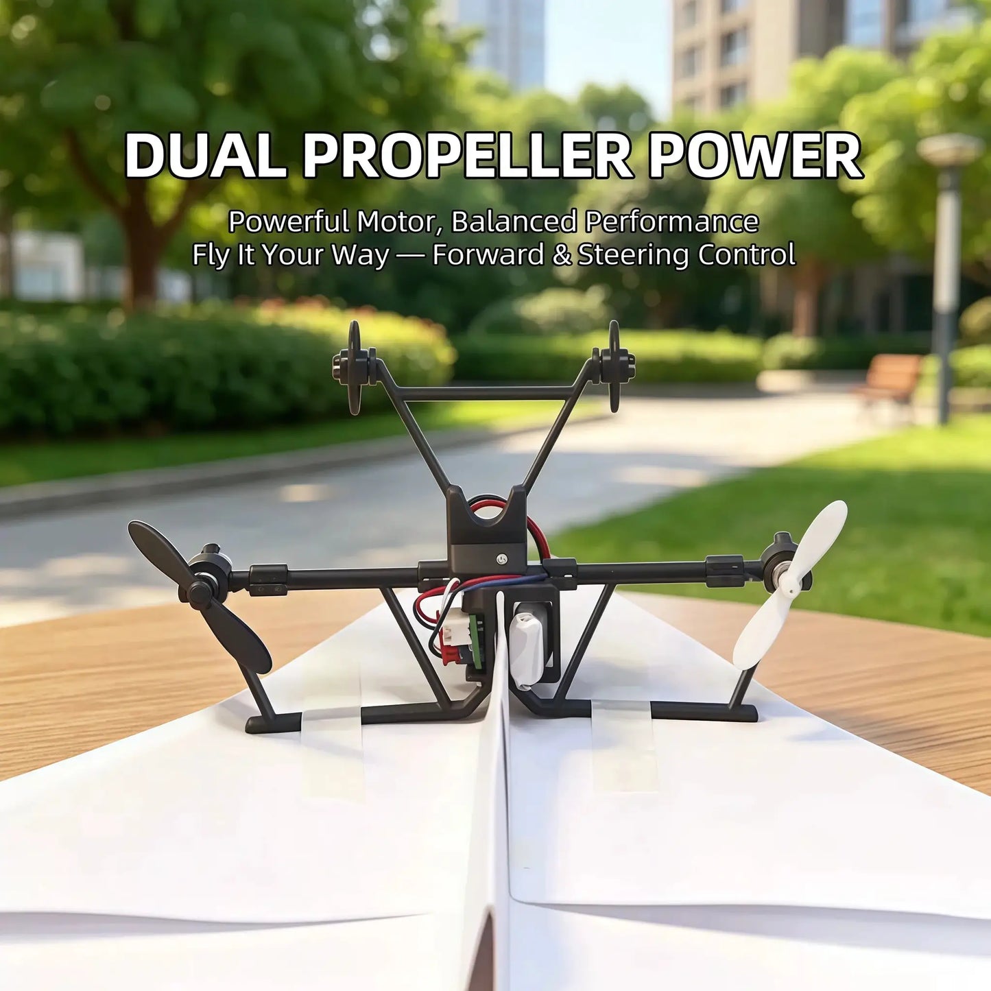 RC Paper Airplane Kit | Gyro Stabilizer | Dual Propellers | Foldable DIY Flying Toy
