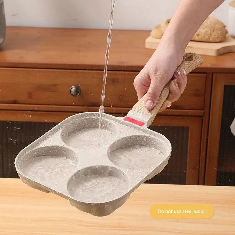 Non-stick Frying Pan | With Lid | Induction Compatible | 4-Hole Omelet Pan