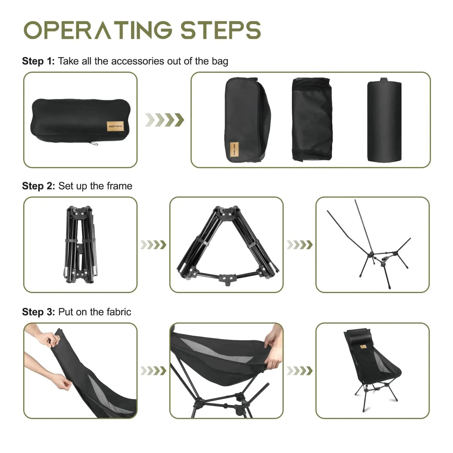 Camping Chair | Lightweight Folding | High Back With Head Support | One Size