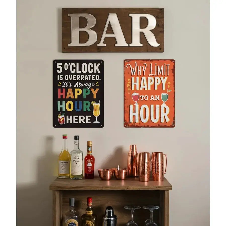 Funny Metal Bar Sign Humorous Wall Decor for Home Bar Man Cave Accessories and Basement Patio Outdoor Bar Happy Hour from PriceLows™