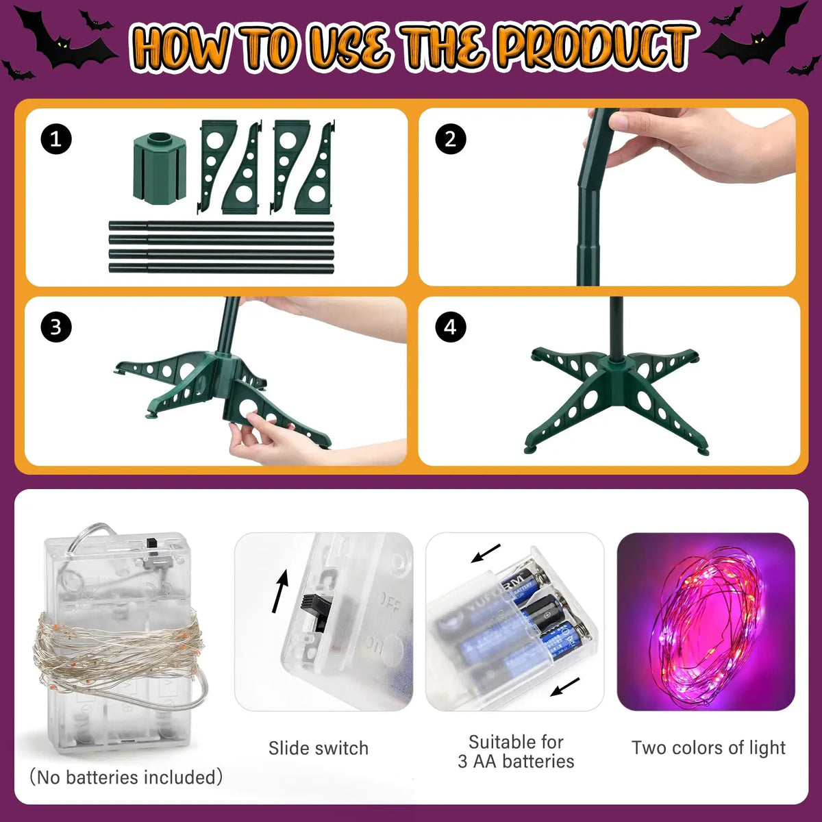 Pop Up Halloween Tree | 5 Ft | LED Lighted | Glitter Finish