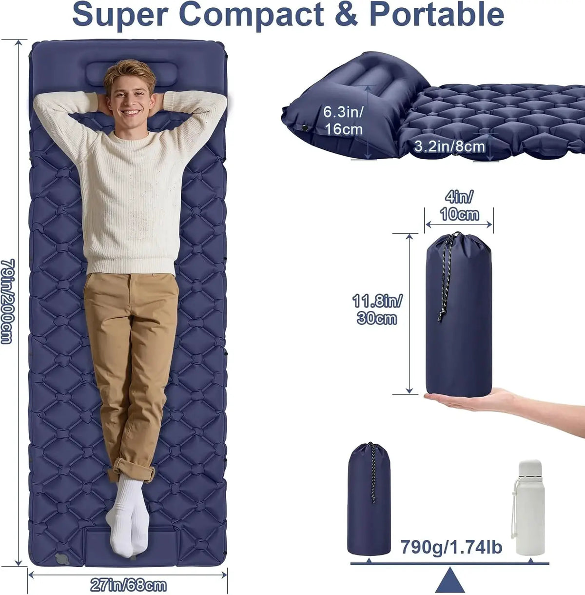 Camping Sleeping Pad | Self Inflating | Built In Foot Pump