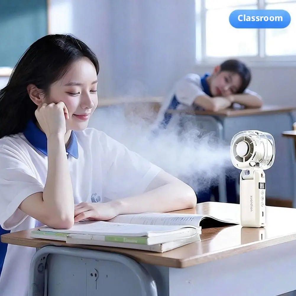 Handheld Misting Fan | USB Rechargeable | 3000mAh Battery | LED Display
