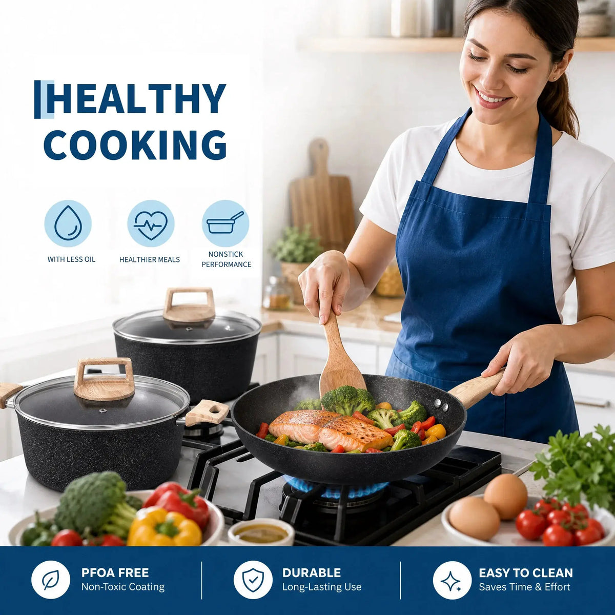 Ceramic Cookware Set | 14 Piece | Induction Ready | Oven Safe
