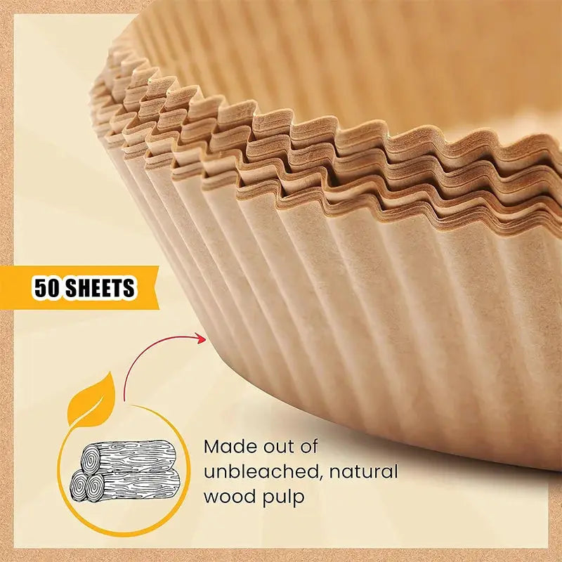 Air Fryer Paper Liners | Oil Proof | Heat Resistant | 8 Inch Fits 5-8 Qt