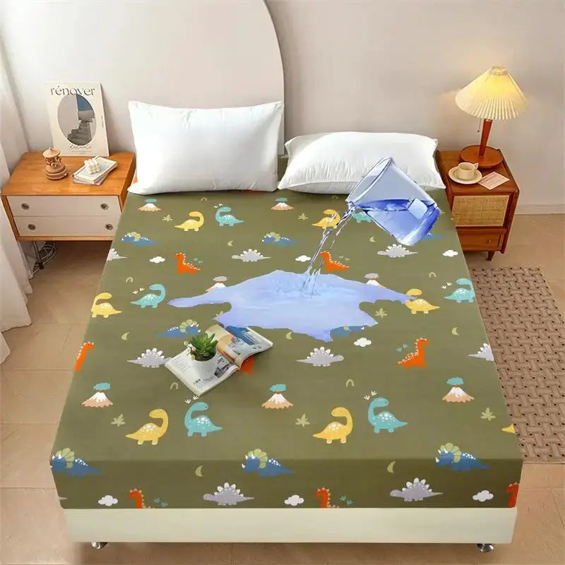 Kuup-Polyester 360° waterproof Cartoon Fitted Sheet Only(no pillowcase) Elastic Band Around Mattress Cover King Size Bed Cover from PriceLows™