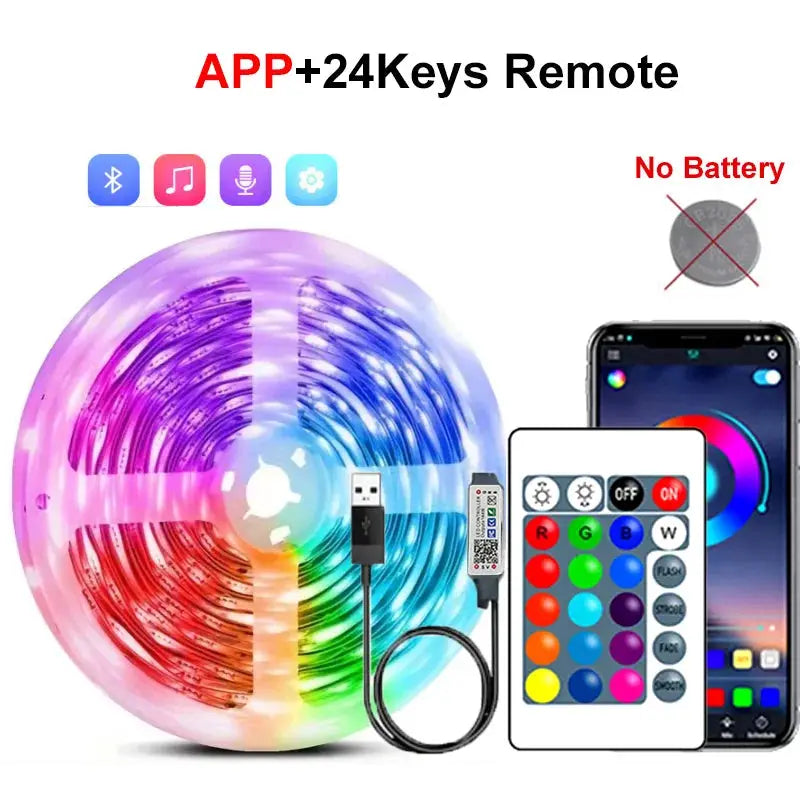 WS2812B RGBIC 5050RGB LED Strip Light App Control Chasing Effect Lights Flexible Tape Diode Ribbon TV BackLight Room Decorate from PriceLows™