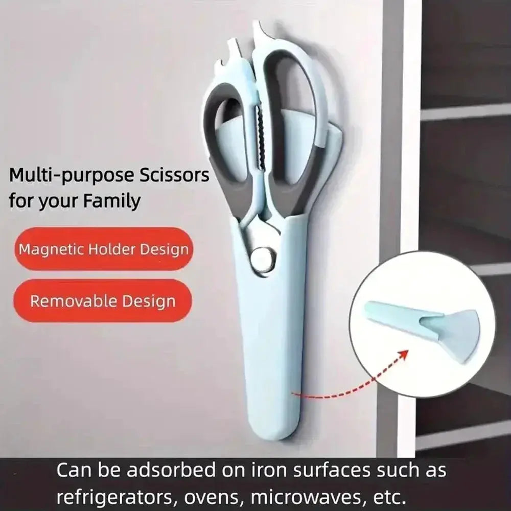 7-in-1 Multifunctional Stainless Steel Kitchen Scissors with Magnetic Holder Heavy Duty Food Scissors for Meat Fish Poultry Vege from PriceLows™