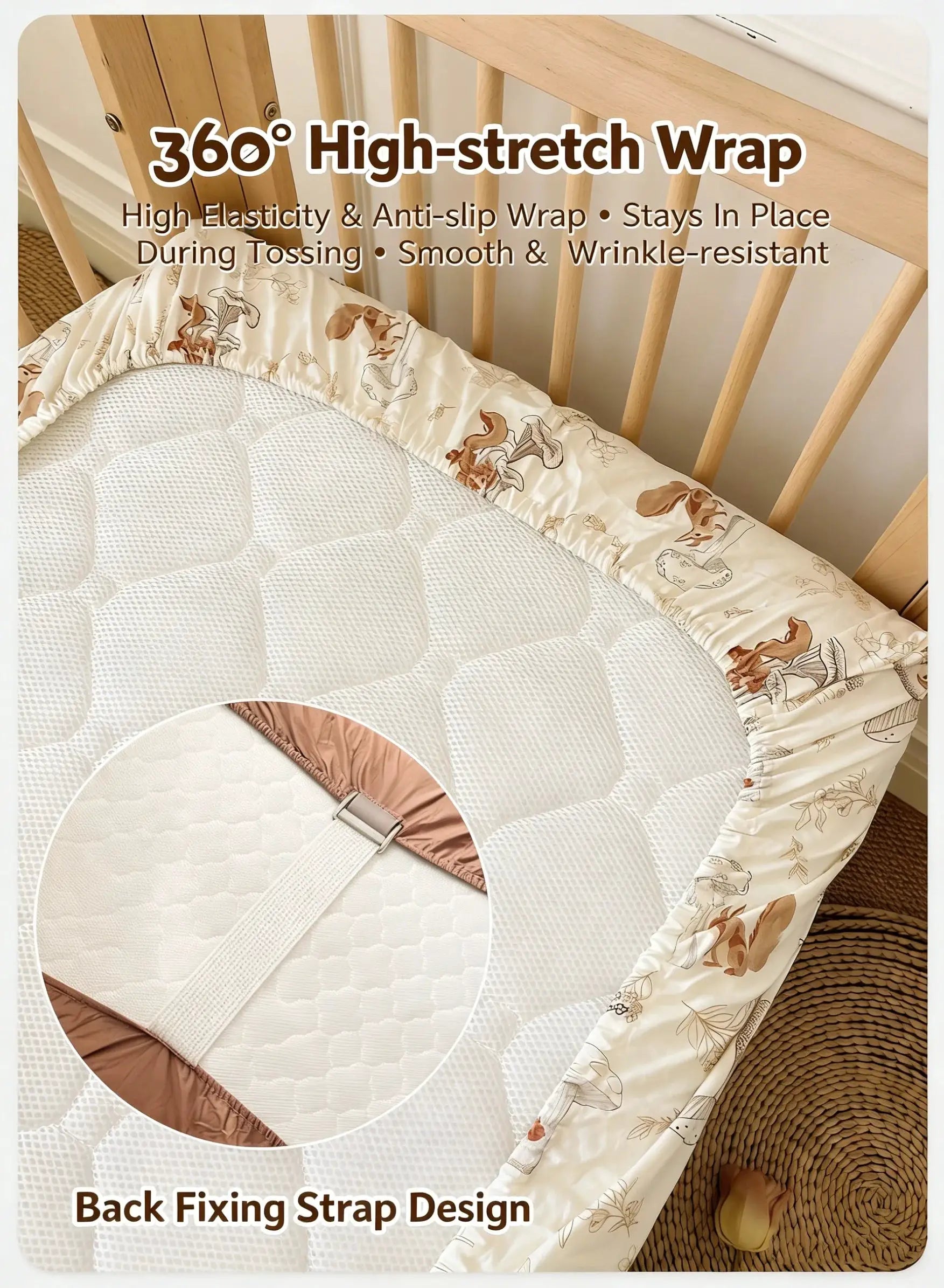 Toddler Crib Fitted Sheet, Skin-Friendly Mattress Protector Cover Ultra Soft Stretch Breathable Crib Mattress Sheet from PriceLows™
