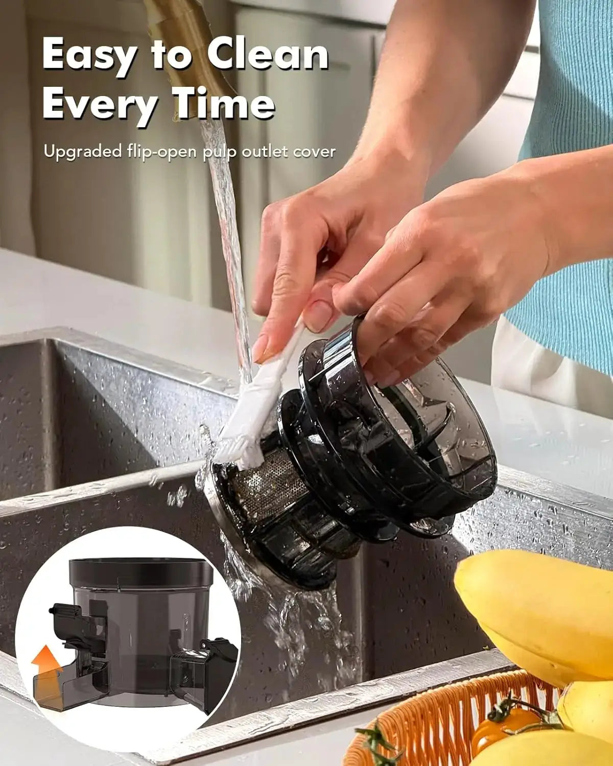 Cold Press Juicer Machines, 5.8'' Large Feed Chute for Whole Fruits and Vegetables, 300W Slow Masticating Juicer, High Juice Yield, 5 Smart Modes, Easy to Clean from PriceLows™