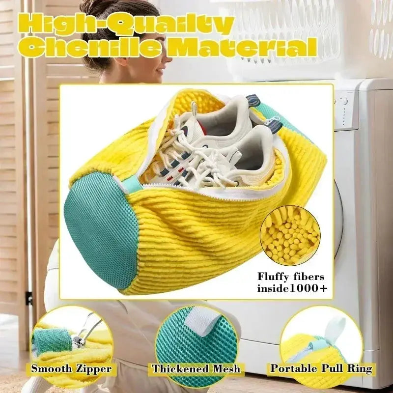 1/4PC Laundry Bags Shoe Washing Machine Bag-with Zipper Laundry Bag with Rich Fluff Inside,Perfect for Sneakers with Shoe Brush from PriceLows™