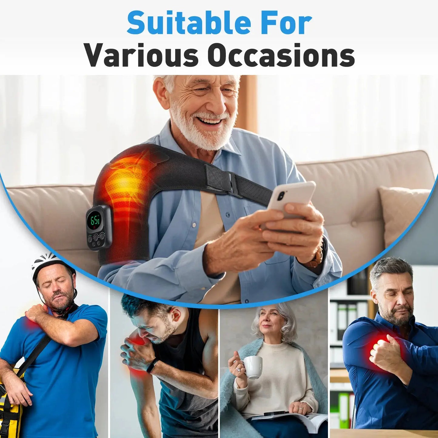 Electric Shoulder Brace | Wireless Heating Pad | Mobile Controlled | Men Women