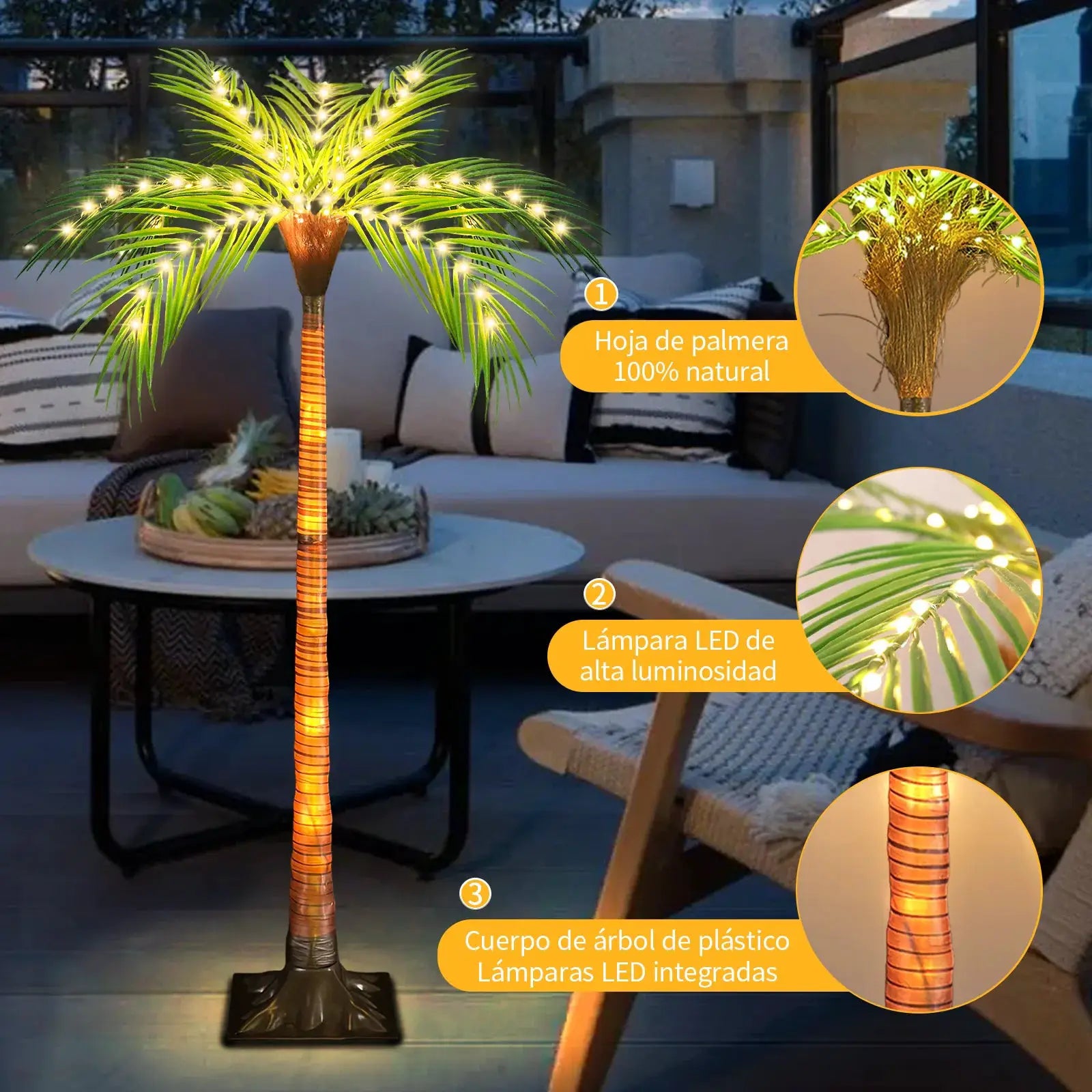 1pc 4.6ft Solar Powered Artificial Palm Tree LED Decorative Tree Lights for Garden Patio Door Tiki Bar Christmas Decoration from PriceLows™